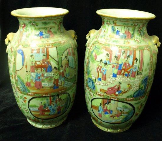 Appraisal: A pair of late th Century Cantonese vases painted figures