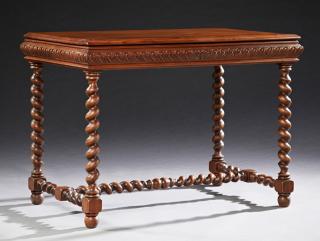 Appraisal: French Louis XIII Style Carved Walnut Writing Tabl French Louis