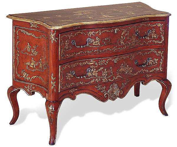 Appraisal: A Louis XV style lacquered and parcel gilt commode The