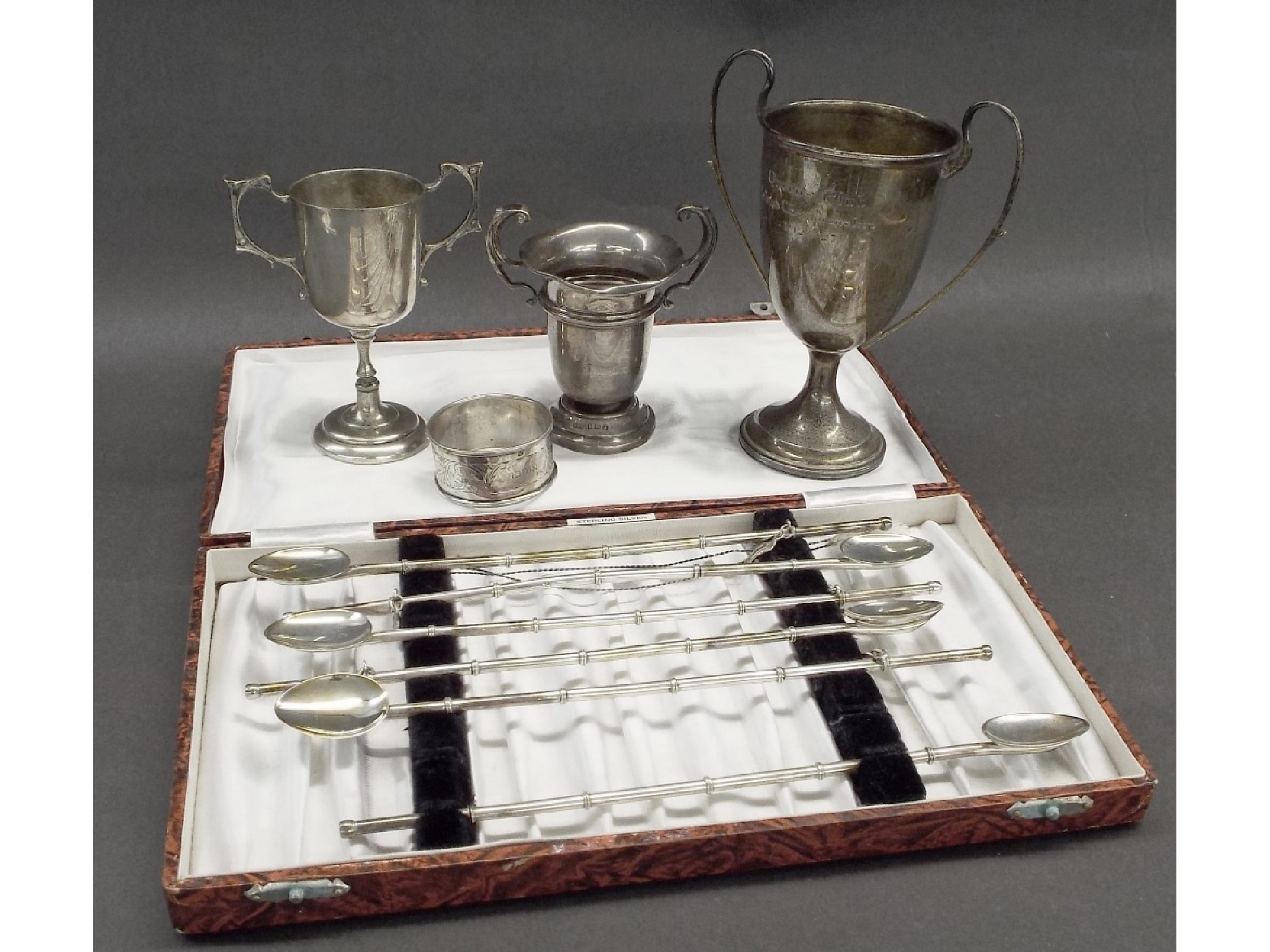 Appraisal: Collection of miscellaneous silver to include three twin handled cups