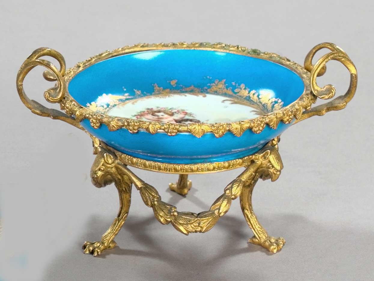 Appraisal: Sevres Porcelain Bowl with later gilding and polychromed decoration set