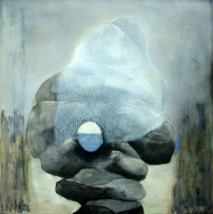 Appraisal: Late th Century School- Untitled rock forms oil on canvas