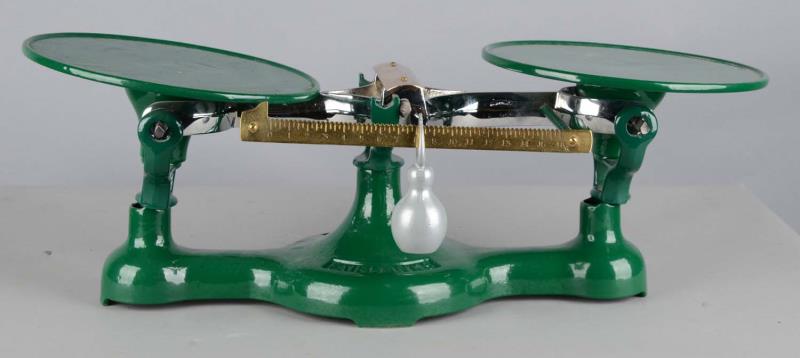 Appraisal: Fairbanks Green Countertop Balance Scale Nicely restored in green This