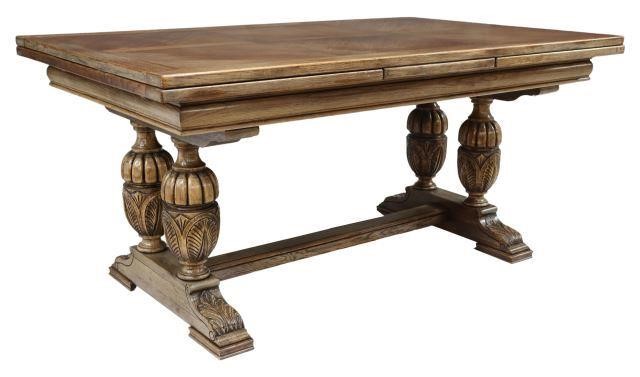 Appraisal: French Renaissance style oak draw-leaf table Blanc Morel Cie mid