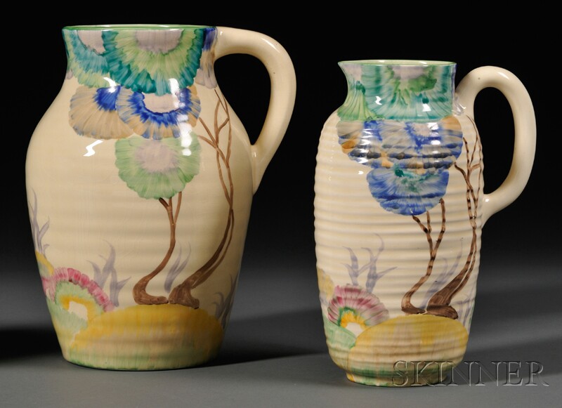 Appraisal: Two Clarice Cliff Bizarre Ware Jugs England th century Wilkinson