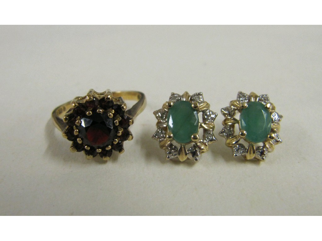 Appraisal: Lot comprising a pair of ct gold emerald and diamond