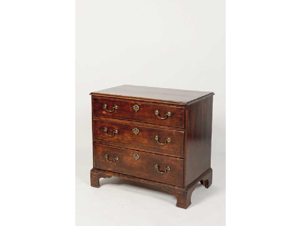 Appraisal: A GEORGE III OAK CHEST OF DRAWERS with a rectangular