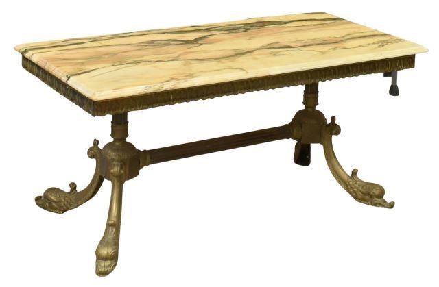 Appraisal: French onyx-top gilt metal coffee table mid th c having