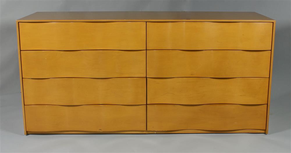 Appraisal: NANCY CORZINE TAN LACQUERED CHEST OF DRAWERS PROBABLY THE RAINWATER