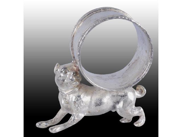 Appraisal: Pug Type Dog with Figural Napkin Ring on Back Description