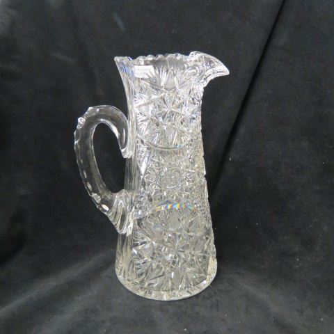 Appraisal: Cut Glass Pitcher feathered star design brilliant period tall a