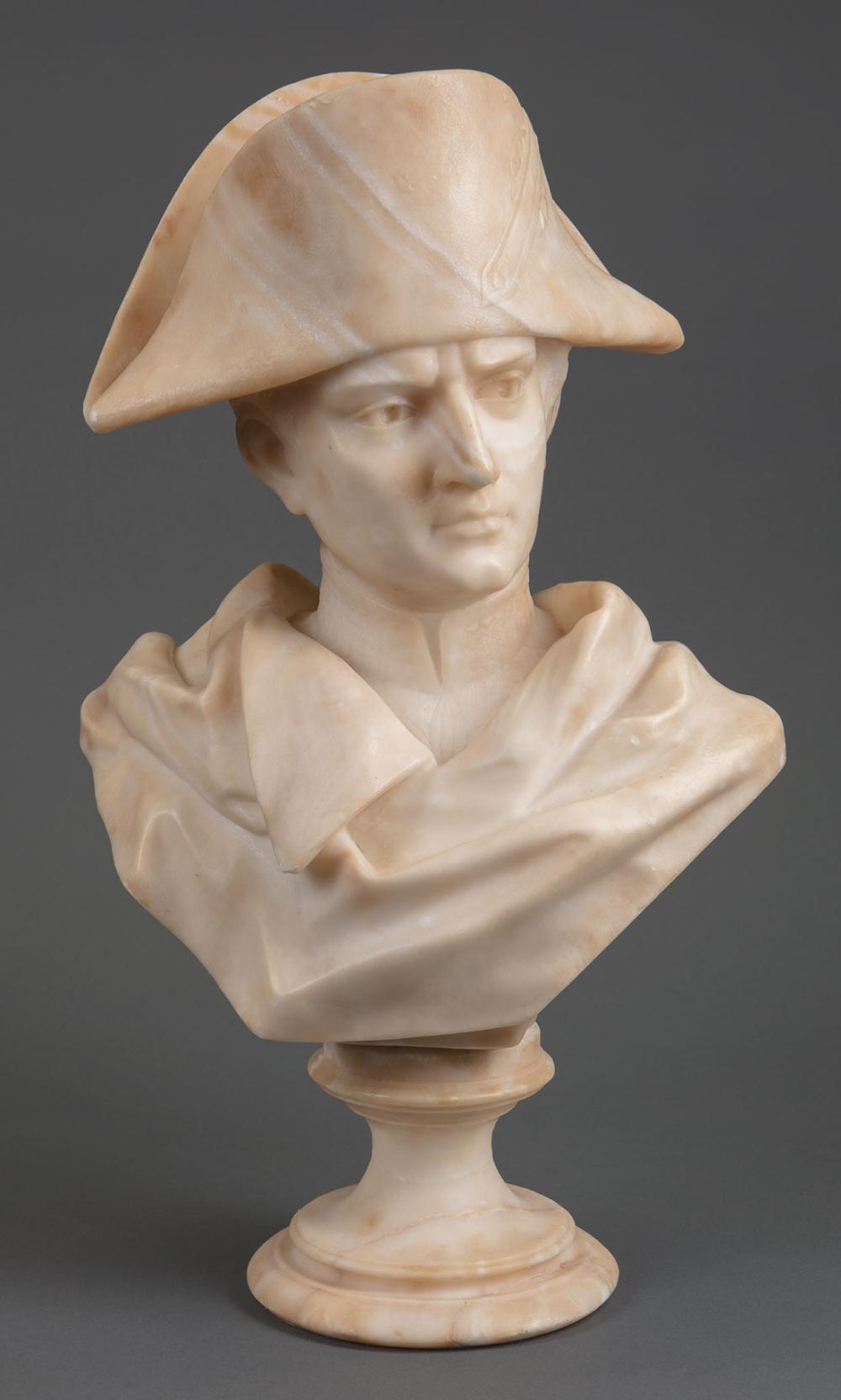 Appraisal: Carved Alabaster Bust of Napoleon indistinct signature inscribed on truncation