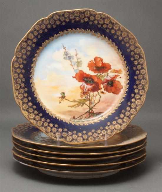 Appraisal: Set of six Limoges floral painted porcelain luncheon plates fourth