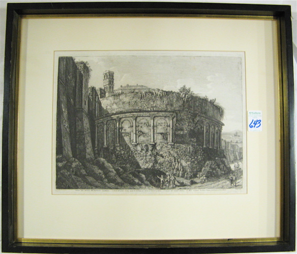 Appraisal: LUIGI ROSSINI ORIGINAL ENGRAVING dated Italian - An ancient amphitheatre