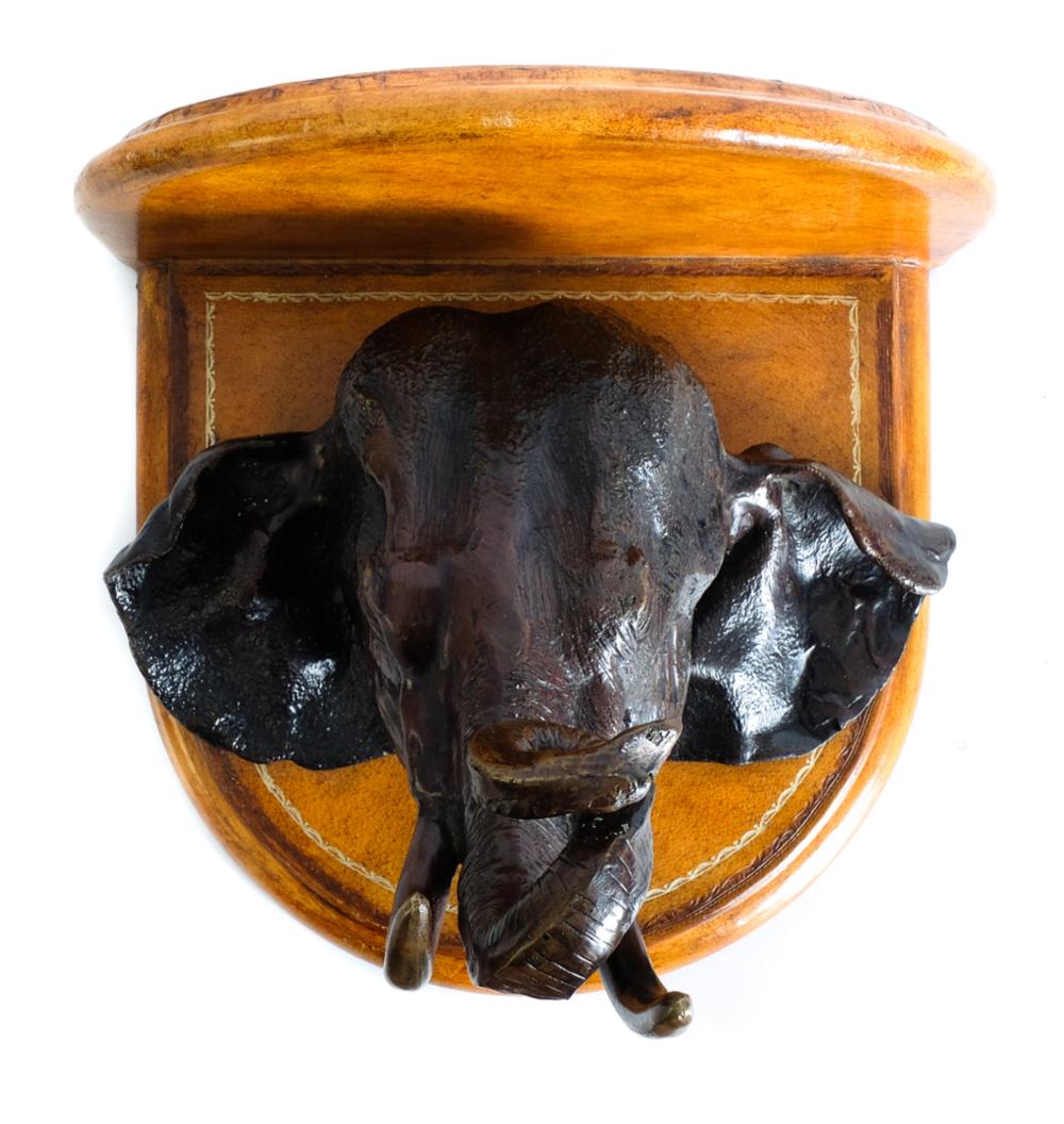 Appraisal: MAITLAND-SMITH BRONZE ELEPHANT WALL BRACKET SHELFVintage Maitland-Smith wall bracket shelf