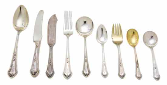 Appraisal: An American Sterling Silver Flatware Service for Twelve Durgin comprising