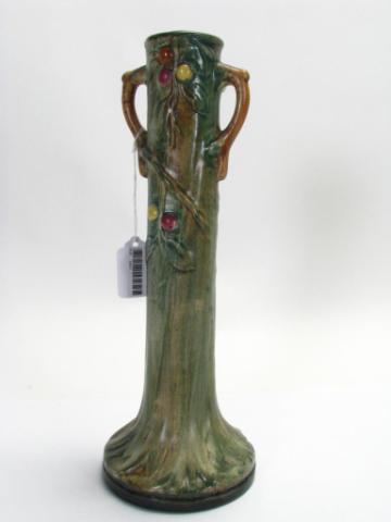 Appraisal: Weller pottery bud vase ''Alvin'' pattern double handles unmarked inches