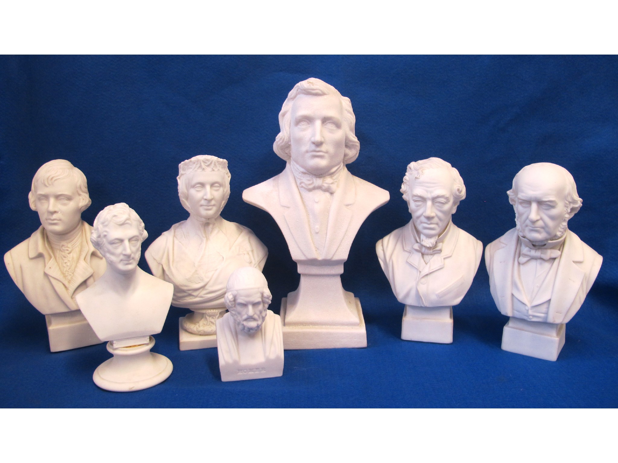 Appraisal: Seven pottery busts of various sizes