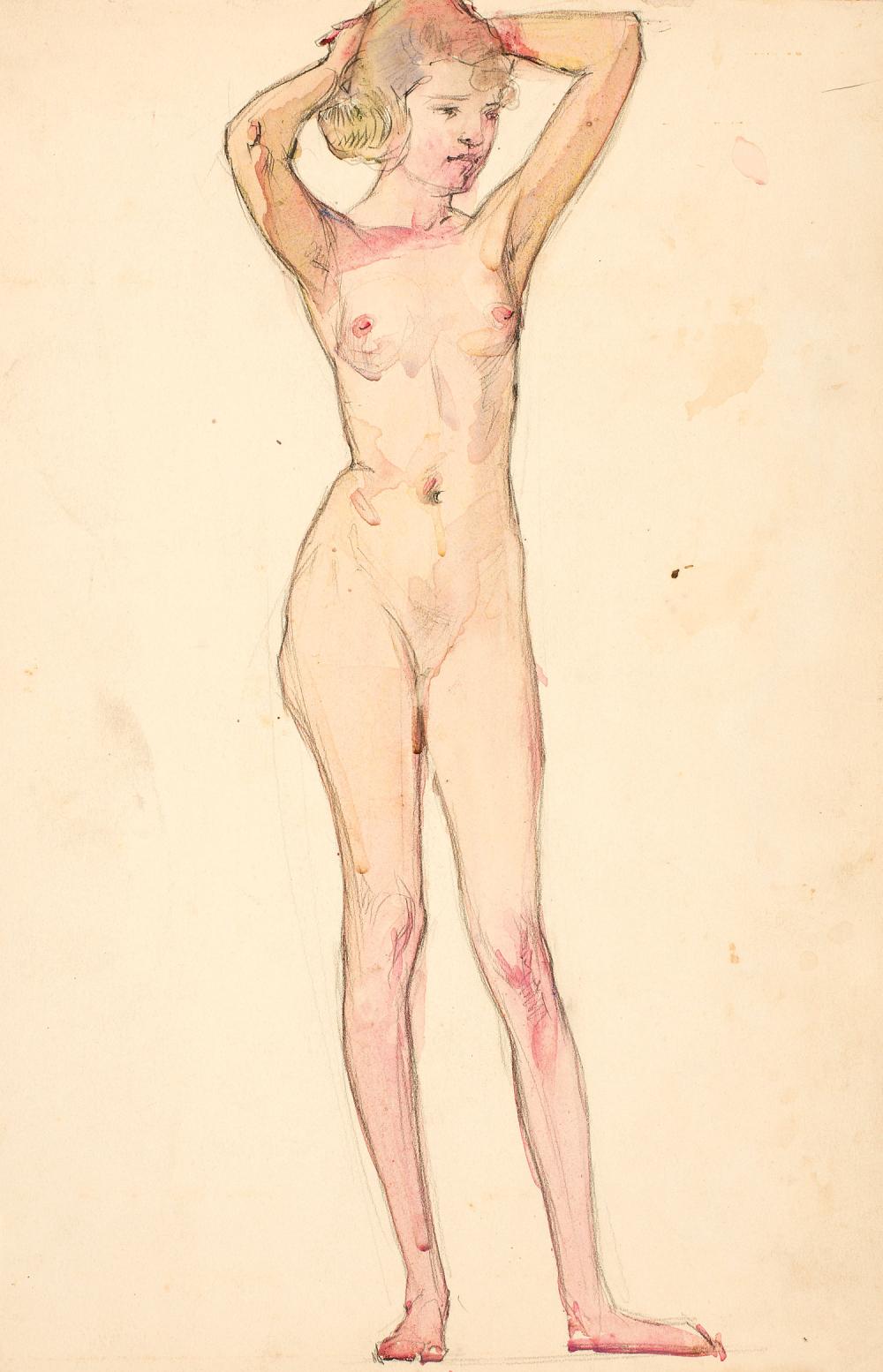 Appraisal: Ellsworth Woodward American Louisiana - Female Nudes watercolors and graphite