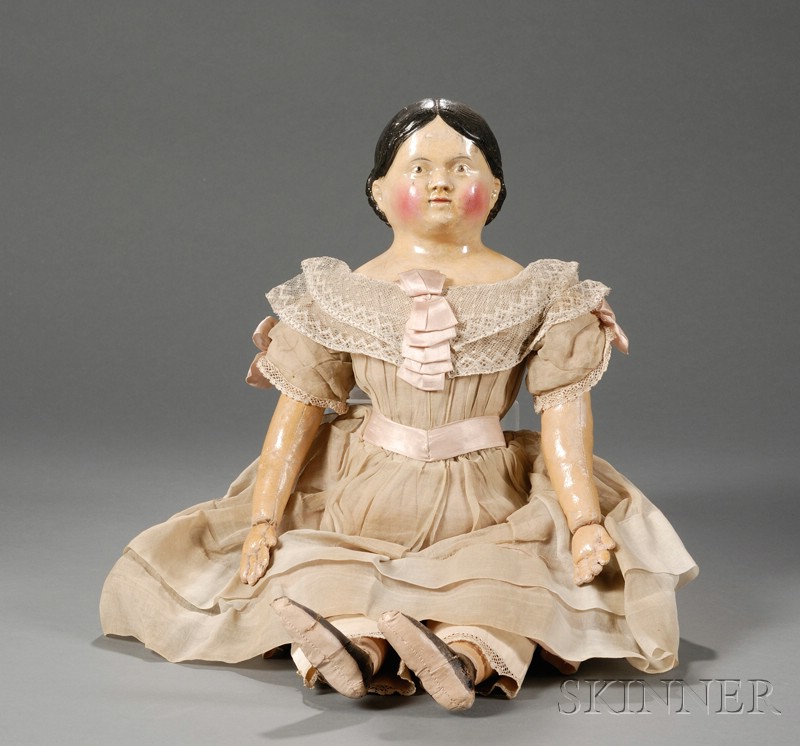 Appraisal: Large Papier-mache Child Doll Germany c papier-mache shoulder head with