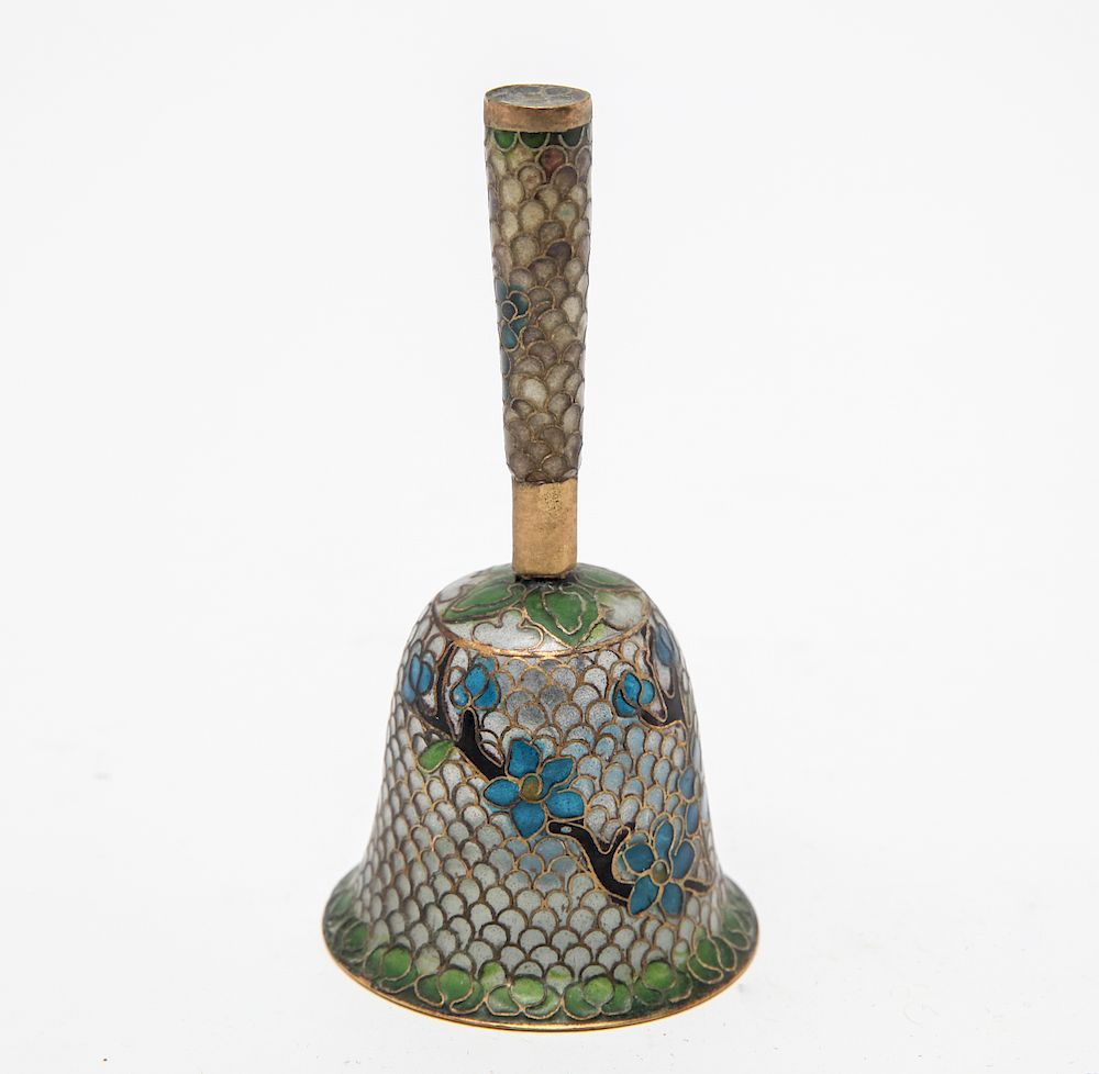 Appraisal: Chinese Plique-A-Jour Bell Chinese plique-a-jour bell with blossoming floral branch