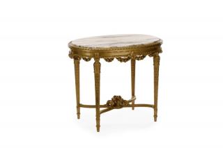 Appraisal: French Louis XV Style Giltwood Occasional Table French late th