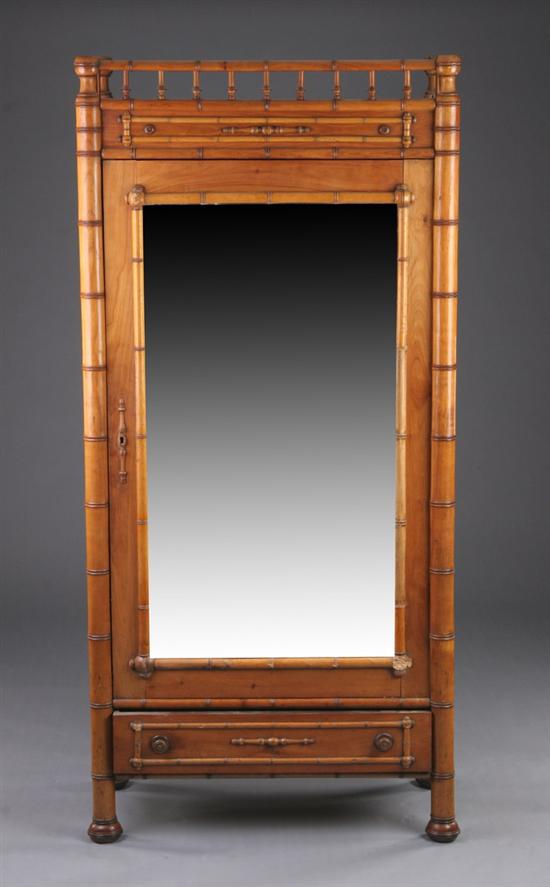 Appraisal: FAUX BAMBOO AND CHERRY ARMOIRE circa probably French or English