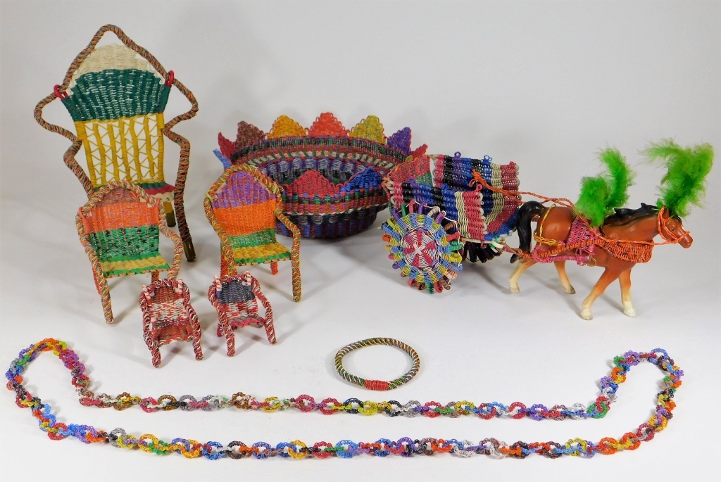 Appraisal: WHIMSICAL FOLK ART TELEPHONE WIRE SCULPTURES United States Dated Objects