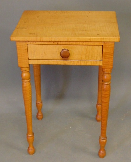 Appraisal: Sheraton tiger maple stand with single drawer h top x