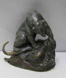 Appraisal: VALTON Charles Bronze Sculpture of a Bear and Elephant signed