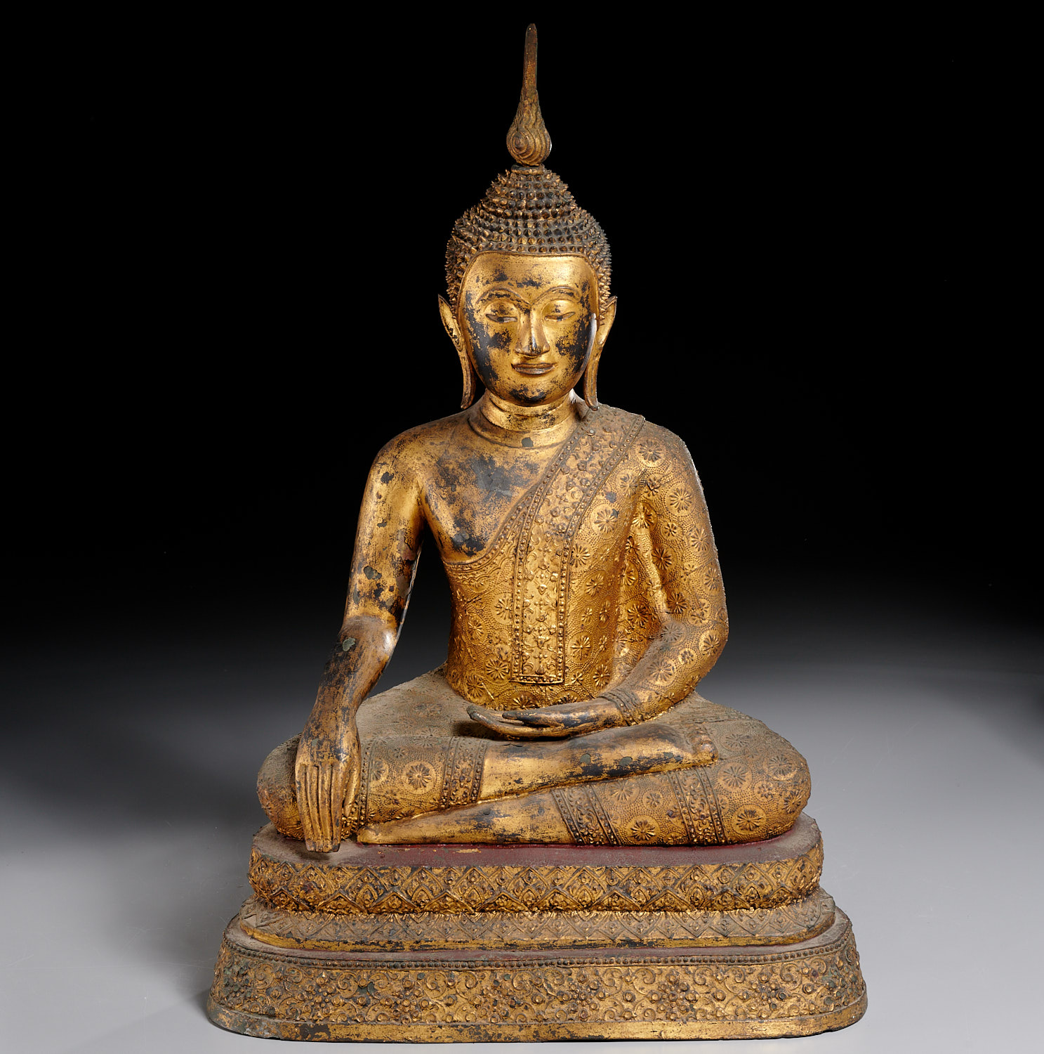 Appraisal: LARGE SOUTHEAST ASIAN BRONZE SHAKYAMUNI BUDDHA Bangkok Period or older