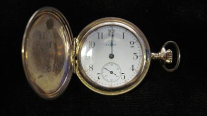 Appraisal: Gold plate hunting case pocket watch Elgin st half of