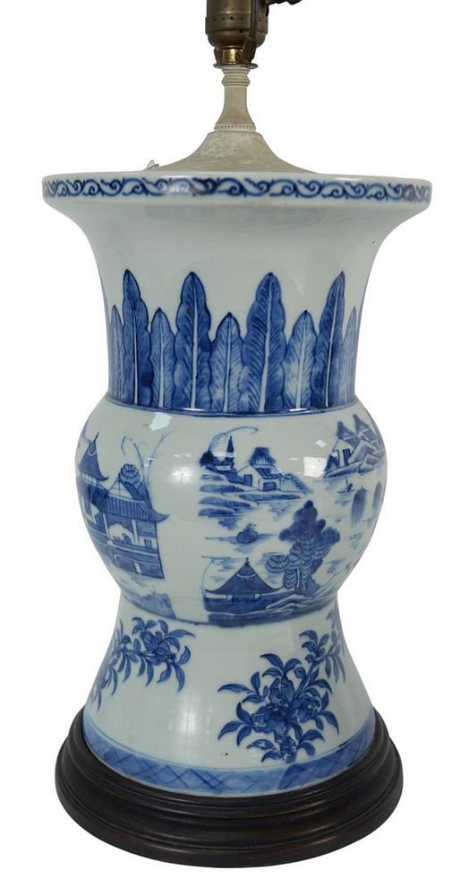 Appraisal: Chinese Blue and White Porcelain Vase made into a table