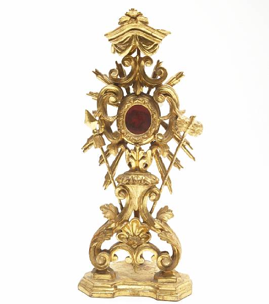 Appraisal: An Italian giltwood reliquary losses height in