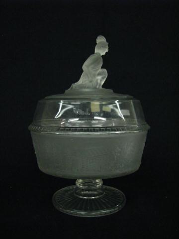 Appraisal: Westward Ho Pattern Glass high round pedestal compote deep body