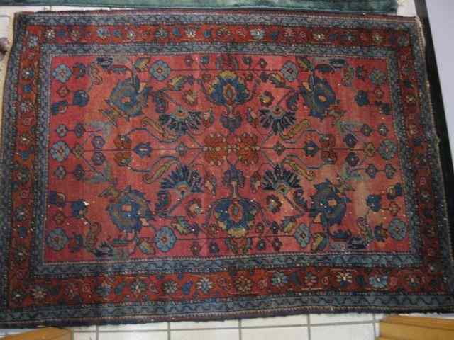 Appraisal: Mahal Persian Handmade Rug floral on redfield antique ' ''