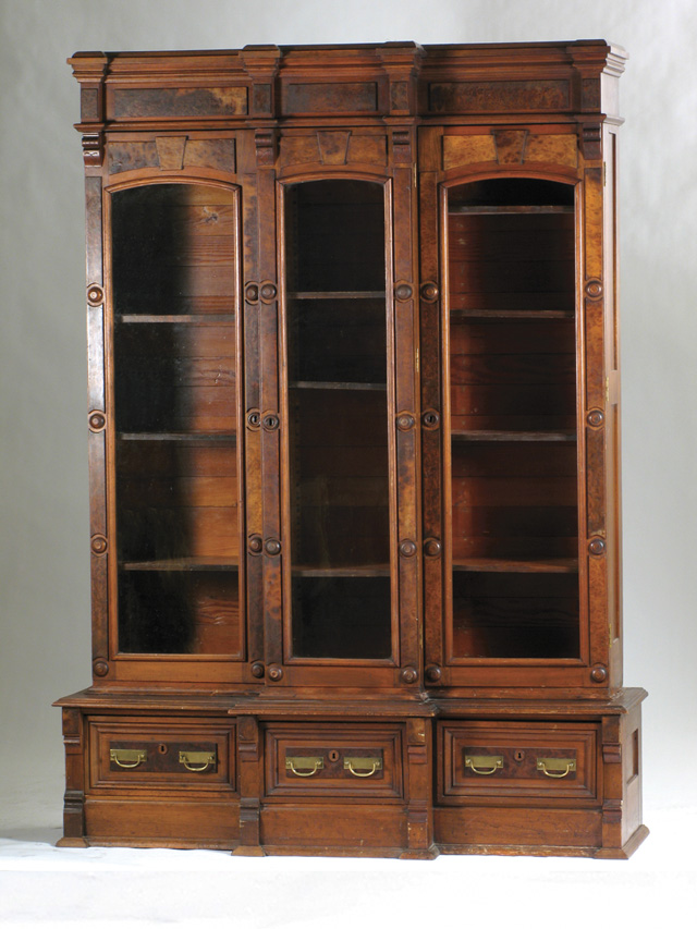 Appraisal: VICTORIAN WALNUT BREAKFRONT BOOKCASE Renaissance Revival design American th century