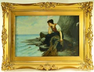 Appraisal: Ferdinand Stoopendaal OC Seaside Portrait Painting NEW YORK SWEDEN -