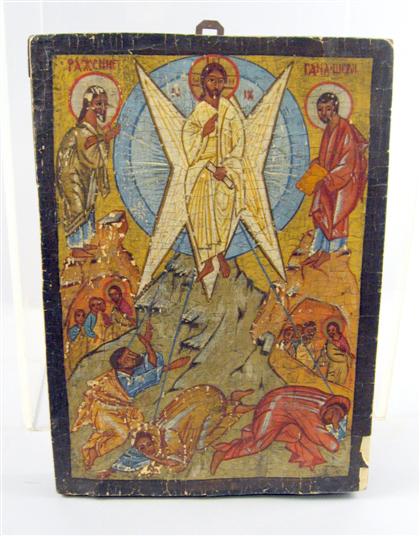 Appraisal: Greek icon th century Depicting Christ appearing after the resurrection