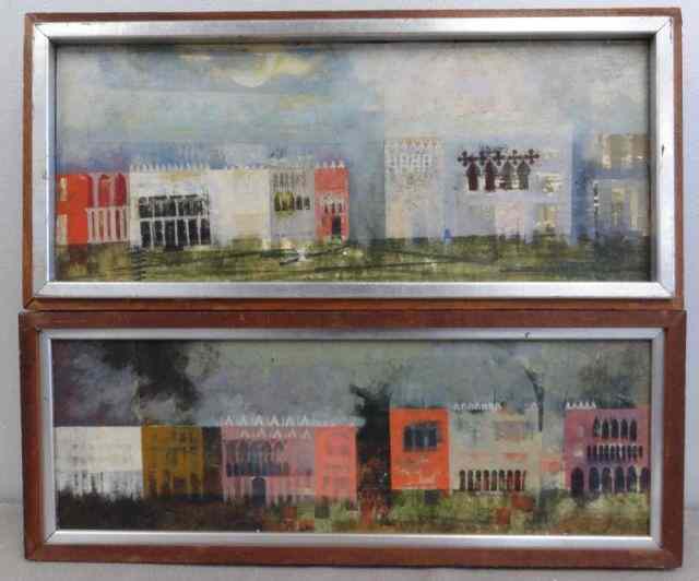 Appraisal: Italian Architectural Oils on Masonite One inscribed verso John Lynch