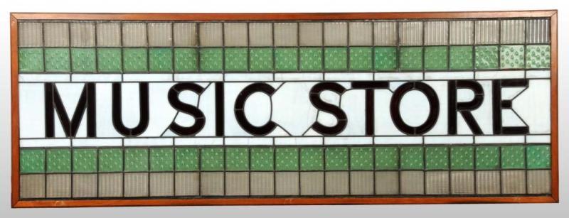 Appraisal: Leaded Stained Glass Music Store Window Description Circa to In