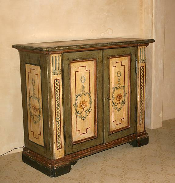 Appraisal: A pair of Italian Baroque style paint decorated credenza height