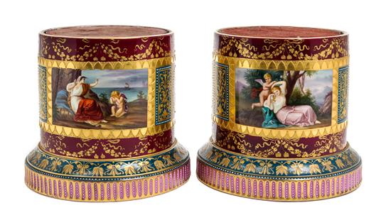 Appraisal: Sale Lot A Pair of Vienna Porcelain Stands th century