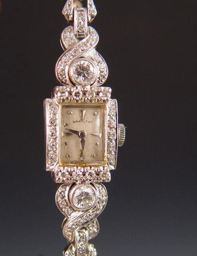 Appraisal: HAMILTON K LADIES DIAMOND STUDDED WRISTWATCH K white gold lady's