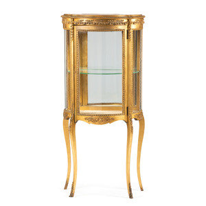 Appraisal: A Louis XV Style Giltwood Vitrine Cabinet Likely Continental Late