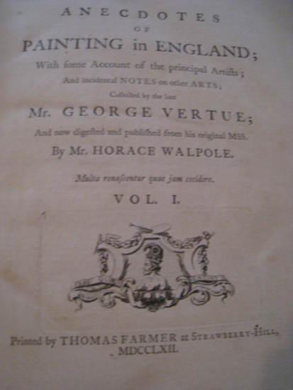 Appraisal: WALPOLE Horace - Anecdotes of Painting in England A Catalogue