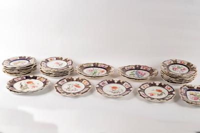 Appraisal: An English porcelain blue ground part dessert service circa each