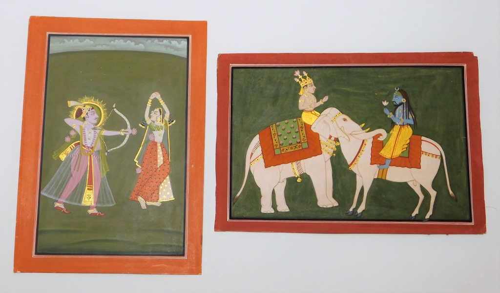 Appraisal: PC INDIAN UDAIPUR JODHPUR SCHOOL PAINTINGS India th CenturyIncludes an