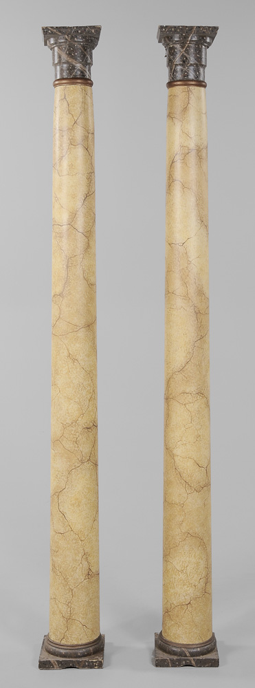 Appraisal: Pair Faux Painted Architectural Columns th century each with gray