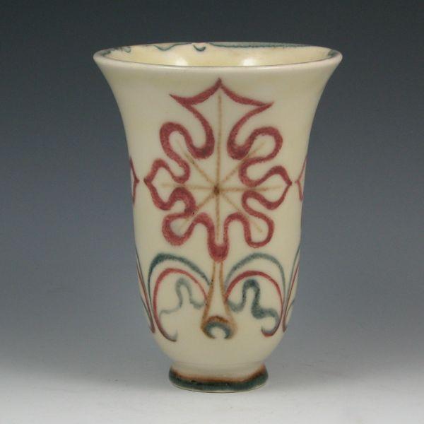 Appraisal: Kenton Hills high glaze vase with stylized leaves by Rosemary